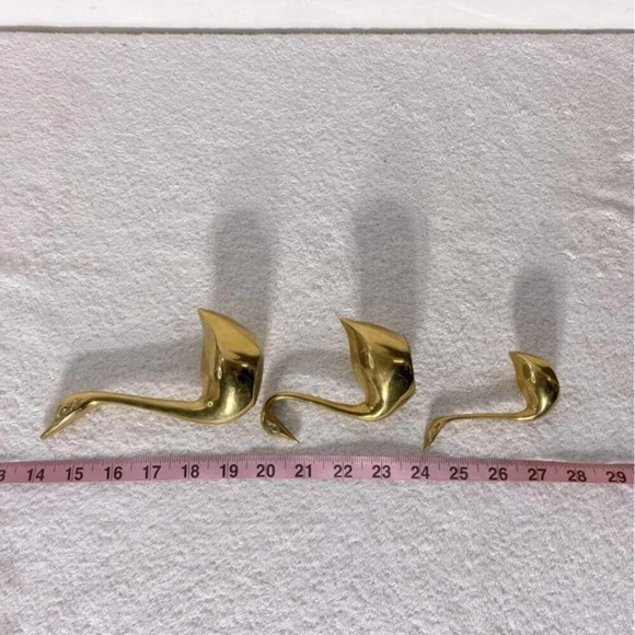 Vintage Brass  Swans x3 Decor Birds - Picture 12 of 13